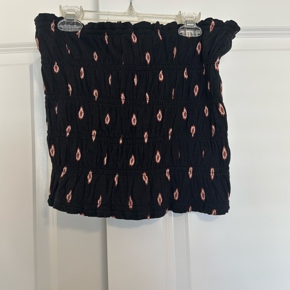 NWT Anthropologie Smocked Tube Top Black Motif Sz Medium Strapless Boho Festival - Picture 9 of 9